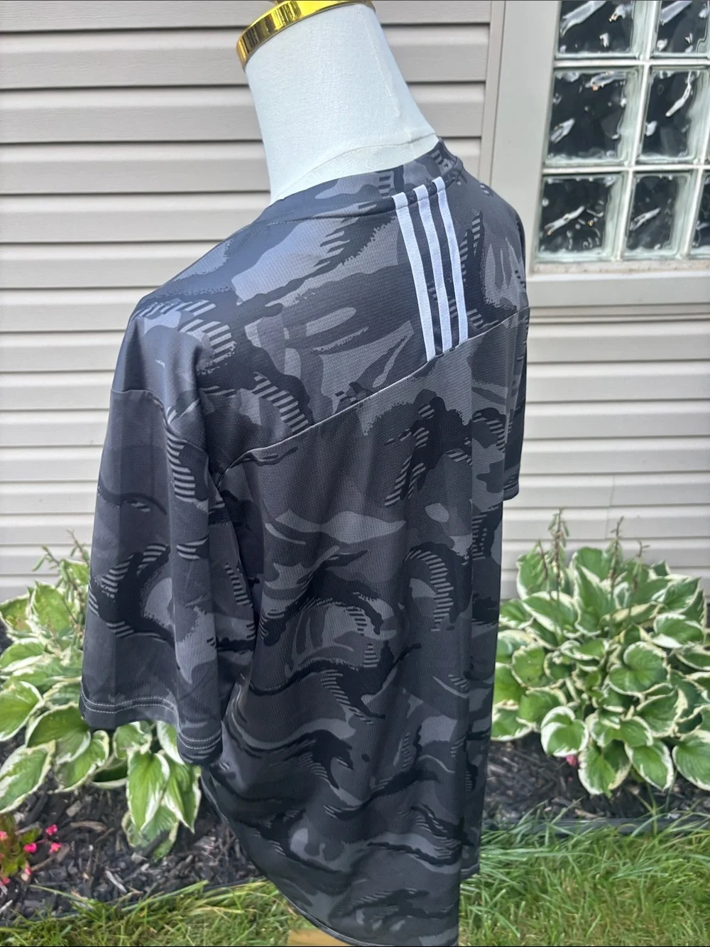 adidas Gray and Black Camo Short Sleeve Tee